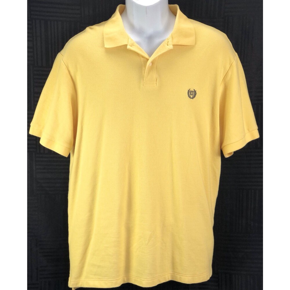 RL Chaps Polo Golf Shirt XL yellow 2 button short sleeves Preppy Country Club